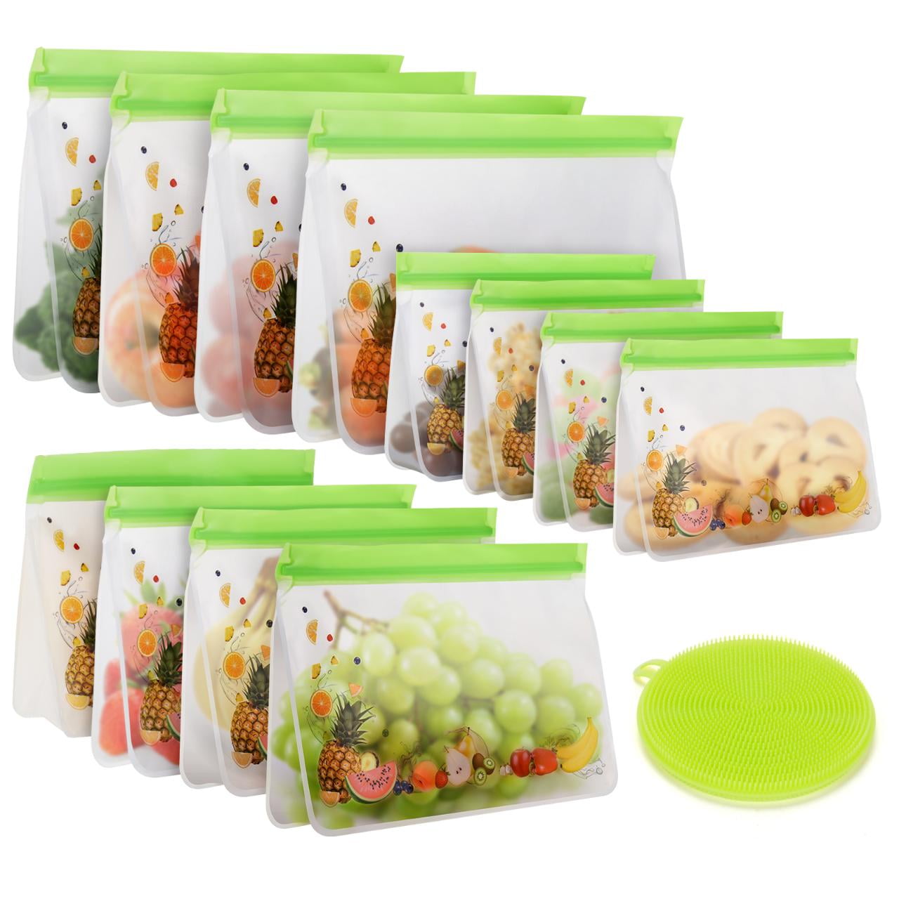 4/6Reusable Vacuum Silicone Food Bag Sealer Milk Fruit Meat Storage Bags Fridge