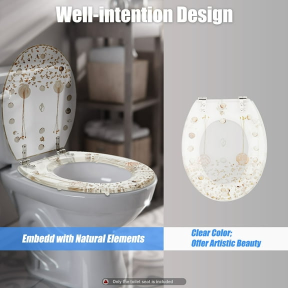 Resin Toilet Seat, Easy Cleaning, Decorative Toilet Seat for Bathroom