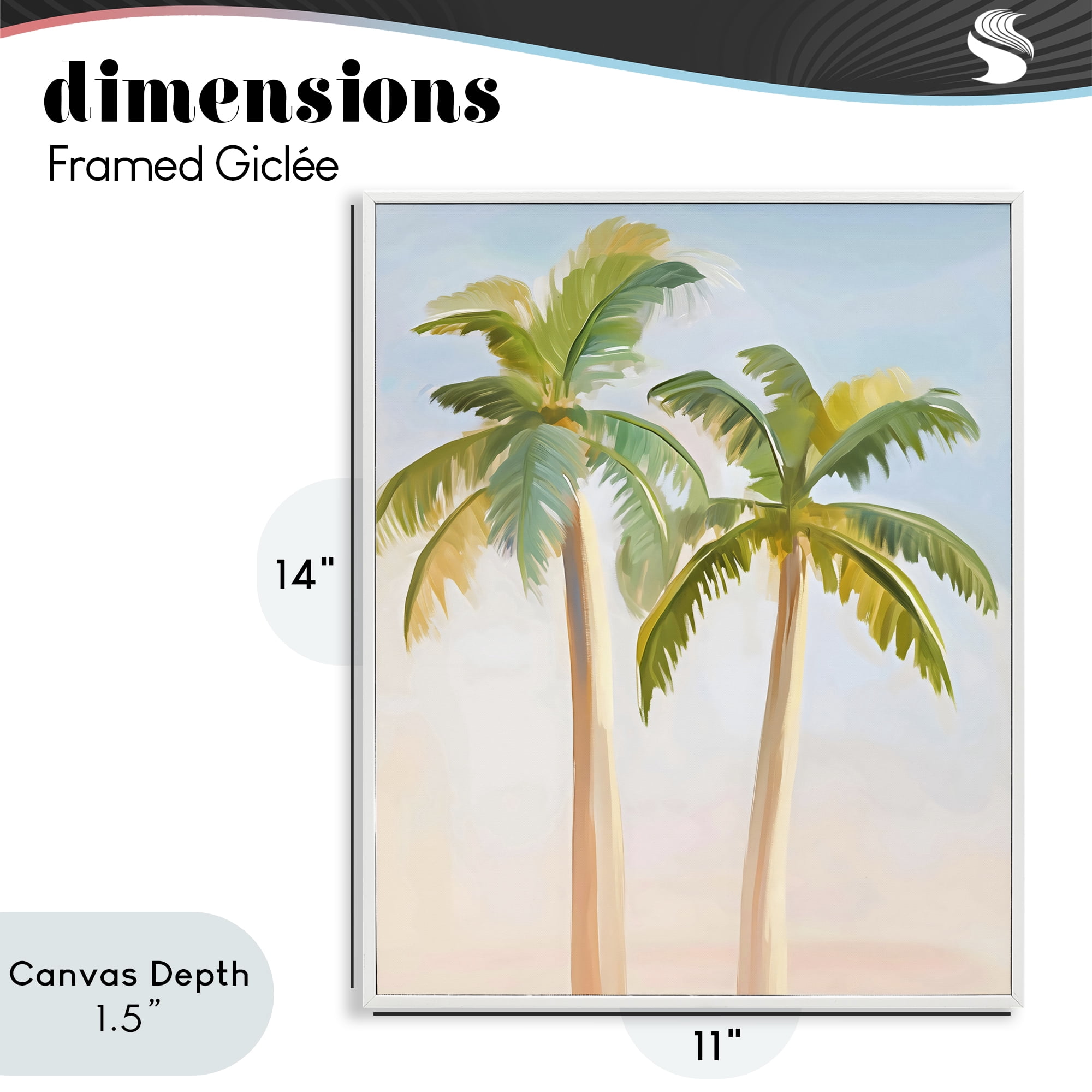 Stupell Industries Tropical Palm Twins at Sunrise White Framed Giclee Art, design by The Prints Vibe
