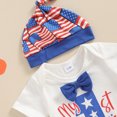 thumbnail image 5 of Okbabeha My First 4th of July Outfit Baby Boy Fourth of July  one-piece  Romper+American Flag Overall Pants+Knot Hat Clothes Set, 5 of 7