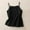 Black, variant on Women's Embroidered Imitation Linen Breathable Pullover Cami Tank Crew Neck Spaghetti Strap Side Slit Sleeveless Summer Casual Top M