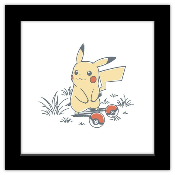 Gallery Pops Pokemon - Daily Sketch Pikachu Wall Art, Black Framed Version, 12" x 12"