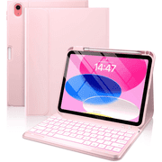 typecase Keyboard Case for iPad 10th Generation 10.9 inch, Wireless Detachable Folio Keyboard Cover, Pencli Holder, 7-Color, Thin & Light, Pink