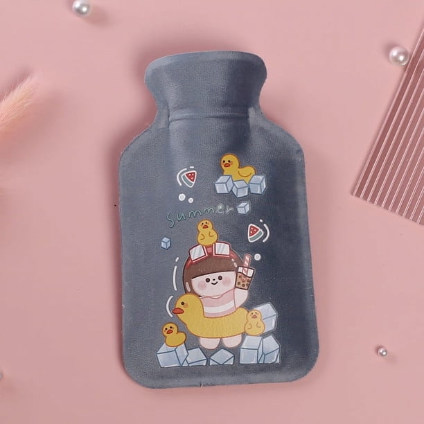 Bolsa de agua caliente de terciopelo corta con dibujos animados, bonita bolsa de agua caliente con inyección de agua, bolsa de agua caliente de felpa, mini bolsa de agua caliente