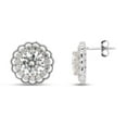 thumbnail image 3 of 2 1/5 ct.t.w Center 6MM Round Cut Lab Created Moissanite Diamond Flower Halo Stud Earrings In 14K White Gold Over Sterling Silver Jewelry For Women (G-H Color, VVS1 Clarity, 2.20 Cttw), 3 of 7