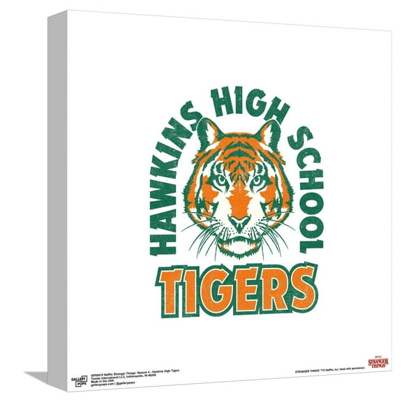 Gallery Pops Netflix Stranger Things: Season 4 - Hawkins High Tigers Canvas Wall Art, Unframed Version, 12" x 12"