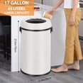 thumbnail image 5 of 17 Gallon/65L Commercial Open Top Trash Can, Heavy Duty Brushed Stainless Steel Garbage Can, Large Capacity Kitchen Waste Bin for Office, Restaurant, Lobby, Patio, Outdoor Use, White, 5 of 7