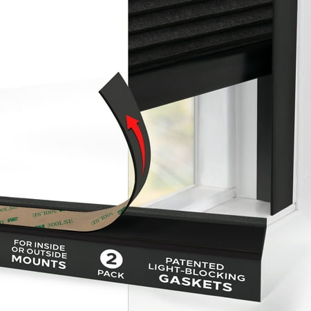 Sleepy Time Tracks Light Blockers for Blinds - Original PVC Light Blocking Strips for Blinds, Window Light Blockers for Blackout Shades, Made in USA (60" Removable Black)