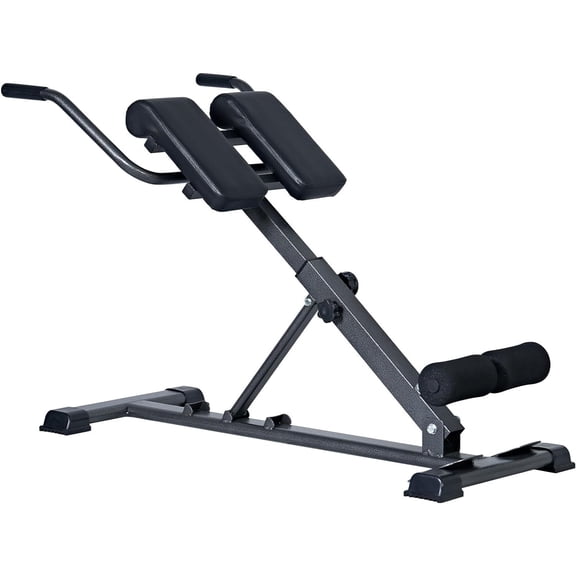 Soges Roman Chair Back Extension Machine, Hyperextension Bench for Hamstring, Glute and Lower Back, Adjustable and Foldable workout weight bench Exercise Fitness Equipment for Home Gym,Black