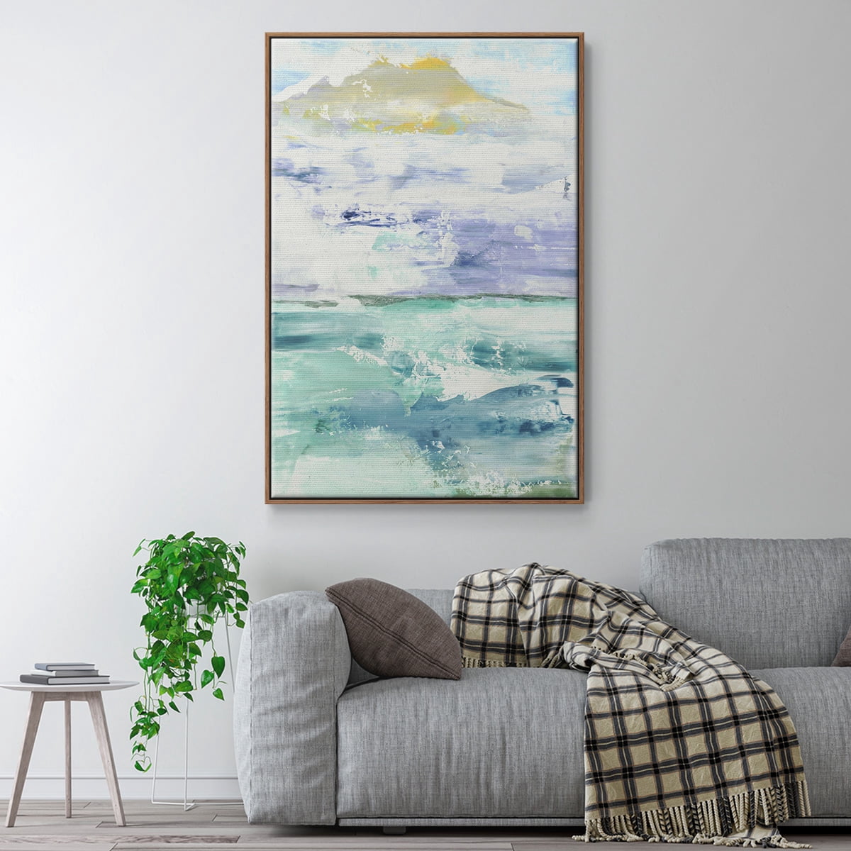 Fantasy Seascape Framed Premium Gallery Wrapped Canvas - Ready to Hang - 27 x 41 - Walnut Floating Frame