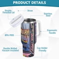 thumbnail image 2 of Yayeee 40oz Stainless Steel Tumbler with Straw and Handle Double-Wall Insulated Travel Water Bottle, Green Boat, 2 of 8