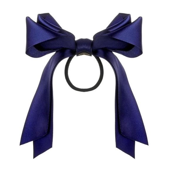 Ljudmp Bowknot Hair Tie Scrunchies for Women Long Ribbon Tail Elastic Bands Bow Ponytail Hair Ties Accessories Navy