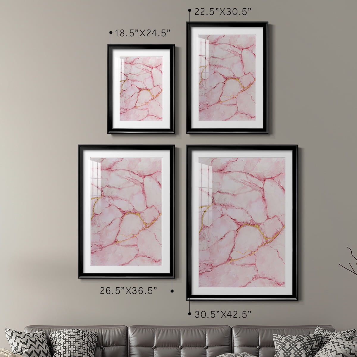 Wexford Home Rose Marble I Premium Framed Print, 18.5" x 24.5" - Ready to Hang, Black (Set of 2)