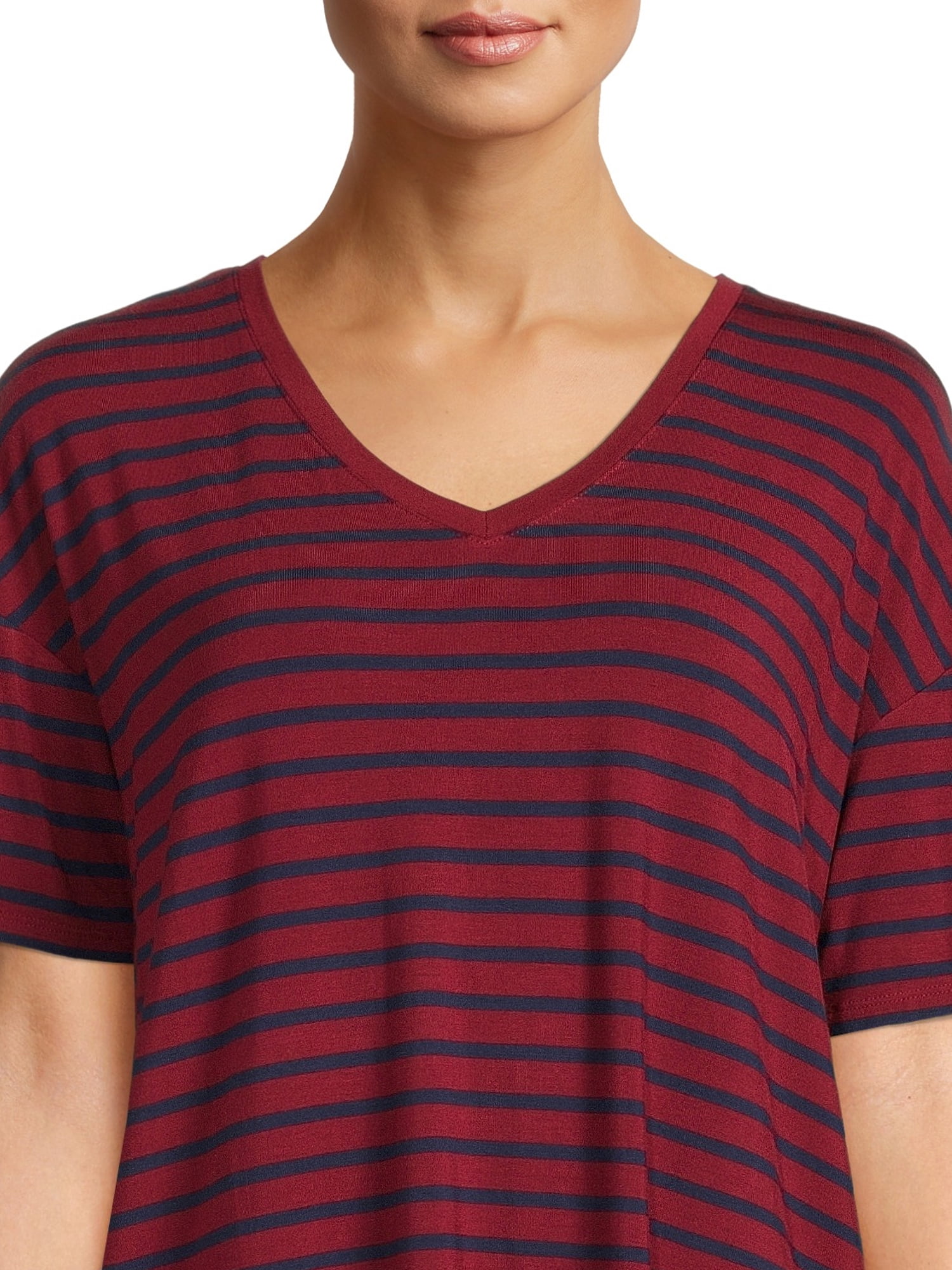 Time and Tru Women's V-Neck Tunic T-Shirt, 2-Pack