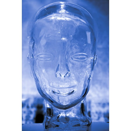 Canvas Print Glass Brain Intelligence Human Blue Mind Head Stretched Canvas 10 x 14