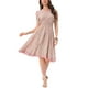 thumbnail image 2 of Vestido de verano floral para mujer INSPIRE CHIC con cuello de volantes, cintura fruncida, mangas cortas, talla XL, color beige, 2 of 5