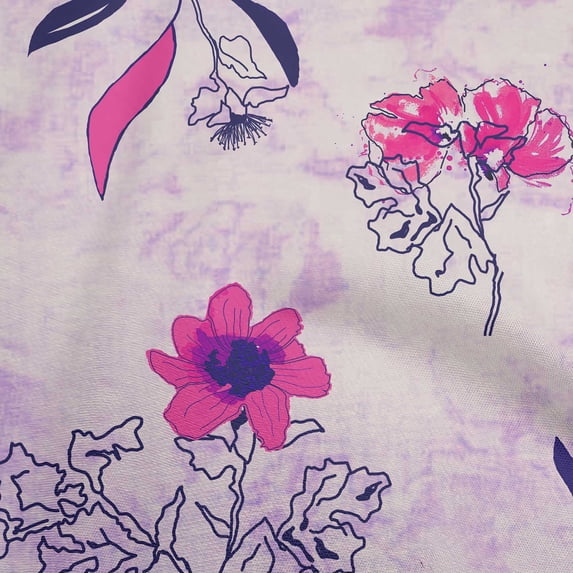 oneOone Cotton Poplin Purple Fabric Floral Botanical Floral With Texture Sewing Material Print Fabric By The Yard 56 Inch Wide
