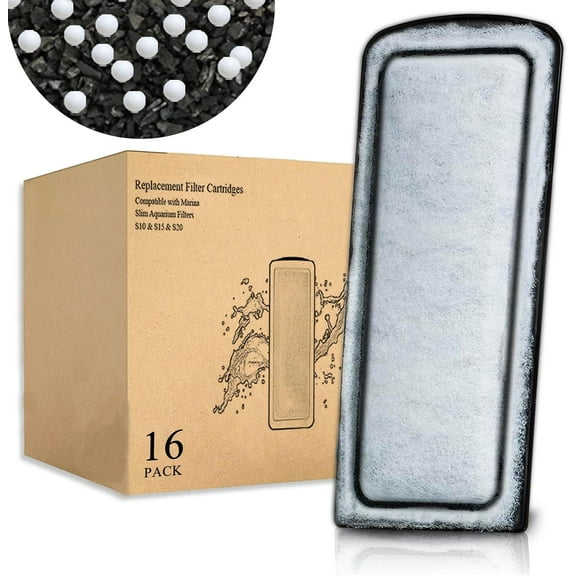 Driamor Ceramic Aquarium Filter Cartridge, Replacement for Marina Slim Filter S10/S15/S20, 16 Pack