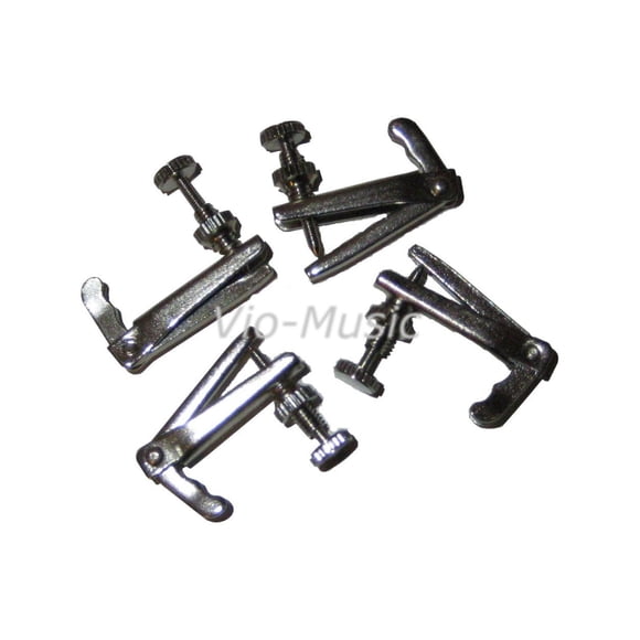 One Set (4 Pcs) Violin Fine Tuners, Silver White, 3/4-4/4, Nickel/silver Plated
