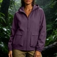 thumbnail image 5 of LEAVINGSUO Rain Jacket Women Waterproof Lightweight Casual Top Windproof Hooded Jacket Versatile Long Sleeved Coat Purple XXL, 5 of 9
