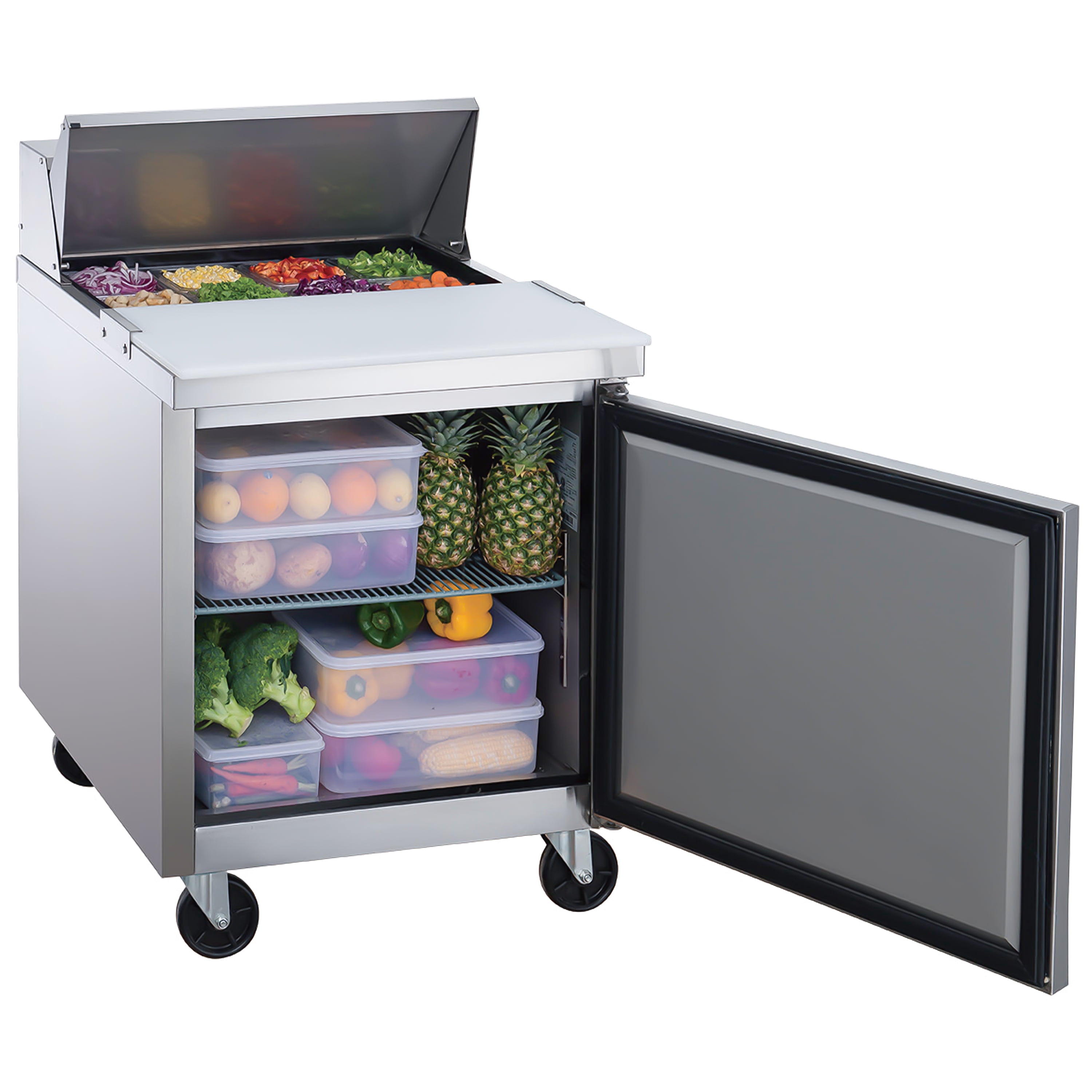28 in. Commercial Refrigerated Sandwich/Pizza Prep Table Cooler 6.6 Cu. Ft. Refrigerator, NSF Certified