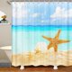 thumbnail image 1 of Cortina de baño de playa para niños, estrellas de mar y conchas en la playa de arena, cortina de baño impermeable con 12 ganchos, adecuada para bañera, cortina de ducha con temática oceánica, 72" de, 1 of 4