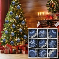 Vrorvz 9 Pack Painted Silk Wave Foam Christmas Ornaments Christmas Tree Garland Christmas Decorations Versatile Handcrafted Ornaments for Holiday Decor 3.1in Blue