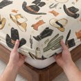 thumbnail image 3 of Twin XL Size Fitted Sheet Set - Western Cowboy 2 Piece Bedding Sets 16" Deep Pocket Fitted Sheet with 1 Pillowcases, Country Vintage Art Boots Desert Brushed Microfiber Hotel Luxury Bed Sheets, 3 of 9