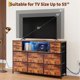 thumbnail image 4 of 10-Cajón Fabric Dresser TV Soporte Con LED Light Y Charging Station Wooden Mejor Open Estanterías Entertainment Almacenamiento Chest Para Bedroom Living Room Hallway Fits 40-55 Pulgadas TVs..., 4 of 8
