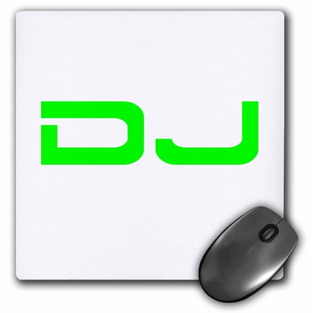 3dRose Neon green DJ text - music deejay futuristic word art - white - DJing profession or job announcment, Mouse Pad, 8 by 8