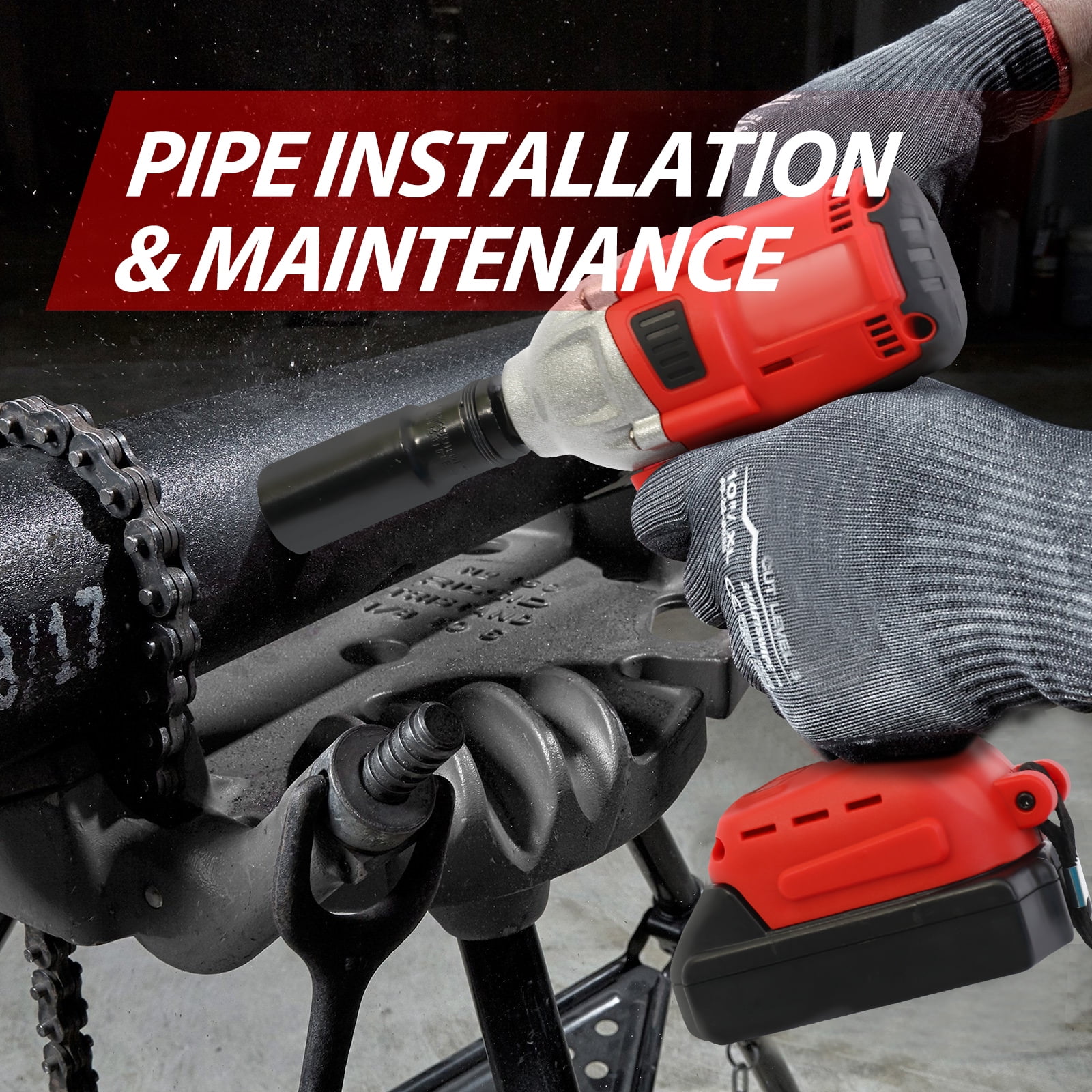 Baokaler Cordless Impact Wrench, Max Torque 740 Ft-lbs Impact Gun 1/2 inch, High Efficiency Brushless Motor with Fast Charger and Battery