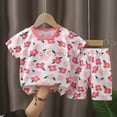 thumbnail image 2 of Kids Boys Girls Pajamas Set Plaid Tee Shorts 2-3 Years 3-4 Years 4-5 Years Lightweight Breathable Cotton Blend Short Sleeve School Day Comfortable Fit (3-6 Months,Light Pink), 2 of 4