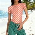 thumbnail image 6 of Tsesme Women’s Polka Dot Short T-shirt Summer Round Neck Short Sleeve Tops Fashion Slim Tees, 6 of 8