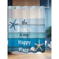 thumbnail image 4 of The Beach Is My Happy Place No Hook Shower Curtain and Liner Set Starfish Shell Blue Wood Grain Shower Curtains with Snap-in Liner & See Through Top Window Hotel Style for Bathroom Decor 72x78 Inch, 4 of 8