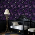 thumbnail image 4 of Peel and Stick Wallpaper Dark Purple Lavender Roses Butterflies Wall Mural 23.6in x 9.8ft Self Adhesive Removable Wall Paper Renter Friendly Wallpaper for Nursery Bedroom Cabinets, 4 of 8
