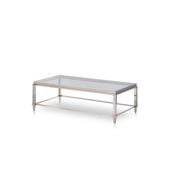 Modrest Agar Modern Glass & Stainless Steel Coffee Table