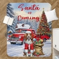 thumbnail image 4 of Santa is Coming Brittany Spaniel Merry Christmas Xmas Noel Truck Tree Cozy Sherpa Blanket Brittany Dog Lover Gifts Idea Warm Soft Throw Blanket - 02023, 4 of 5
