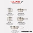 thumbnail image 4 of Cocina Plegable De Acero Inoxidable De 5 Uds., Juego De Cocina Multiusos Para Exteriores, Portátil Para Picnic, Senderismo, Mochilero Vogacara OD007662-00, 4 of 7