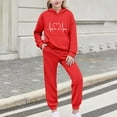 thumbnail image 3 of Mifsaly Boys Girls 2 Piece Outfits Heart Print Kids Sweatsuit Set Valentine Hooded Sweatshirt Loose Hoodie Teen Warm Wide Leg Joggers with Pockets Fall Winter Tween Unisex Tracksuit Matching Outfits, 3 of 5