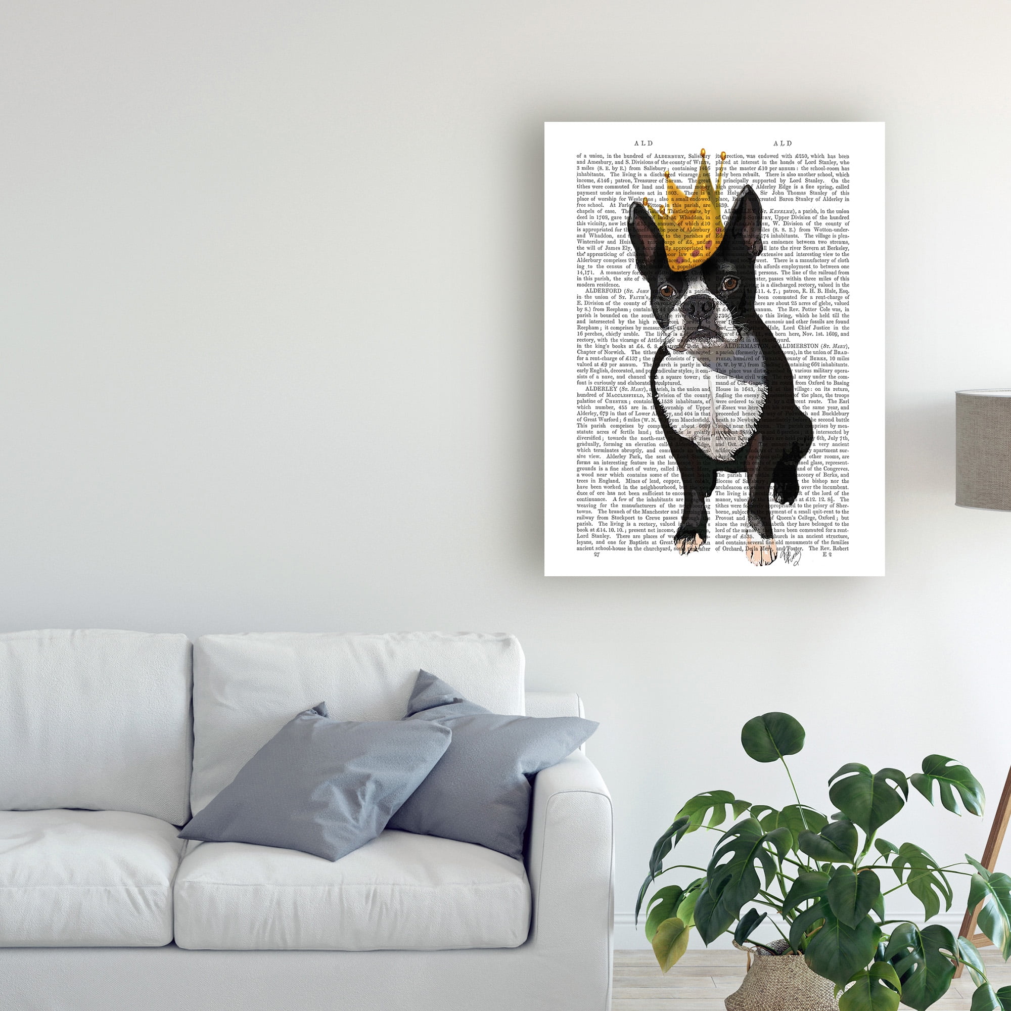 Trademark Fine Art 'Boston Terrier And Crown' Canvas Art by Fab Funky