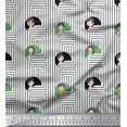 thumbnail image 1 of Soimoi Tissu Poly Georgette Vert Rayé & Imprimé Visage Humain pour Femmes au Mètre 42 Pouces de Large, 1 of 3