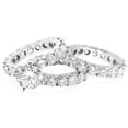 thumbnail image 3 of Pompeii 15Ct TW Diamond Eternity Engagement Wedding Ring Set 14k White Gold Lab Grown, 3 of 4