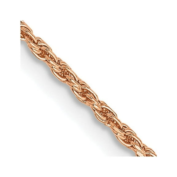 14K Rose Gold Rope Chain Necklace 16 inch 1.5 mm Diamond-cut Man Made with Lobster Clasp
