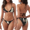 thumbnail image 3 of KLL Vintage Sunflower Cow Print Bikini Set for Women,String Two Piece Halter Top Triangle Bikini Set with Tie Side Bottom Sexy Swimsuit Bathing Suits, 3 of 5