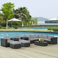 thumbnail image 2 of Modern Contemporary Urban Design Outdoor Patio Balcony Garden Furniture Lounge Sectional Sofa Set, Sunbrella Rattan Wicker, Grey Gray, 2 of 9