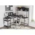 thumbnail image 3 of Cubicubi 59 x 47inch L-Shaped Desk with Hutch, Corner Computer Desk, Black Finish, 3 of 7