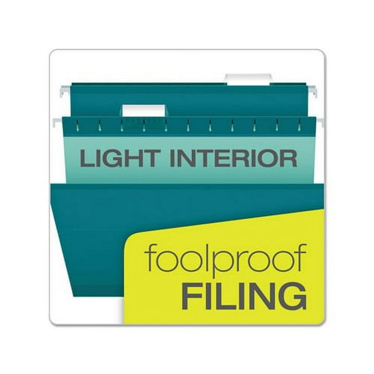 Colored Reinforced Hanging Folders, Legal Size, 1/5-Cut Tabs, Teal, 25/Box Colored Reinforced Hanging Folders, Legal Size, 1/5-Cut Tabs, Teal, 25/Box
