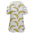 thumbnail image 4 of Cute Yellow Banana Womens Summer V Neck Zipper Top Short Sleeve T Shirt Off Shoulder Top Casual Classy Loose Shirts, 4 of 7