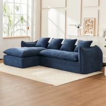 Kevinplus 3 Seater L-Shape Oversized Comfy Sofa Couch with Chaise Sleeper Sectional Sofa for Living Room, Apartment, Blue