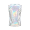 thumbnail image 6 of mgoYE Girls Metallic Outfit Crop Top Sleeveless Shirt Sequin Tee Loose Blouse(Silver,7-10 Years), 6 of 7